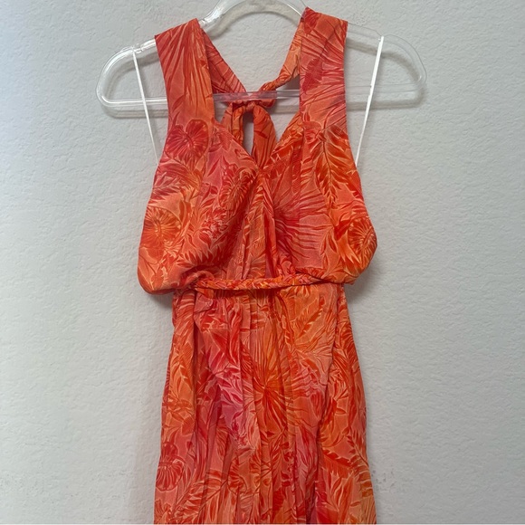 VICI Selenia Halter Maxi Dress Orange Floral Halter Size Small - Picture 2 of 6